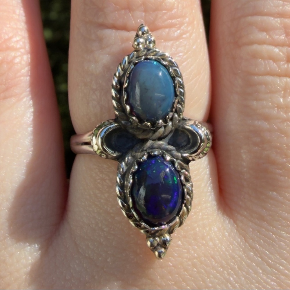 Black Opal Sterling Silver Ring - Picture 3 of 6